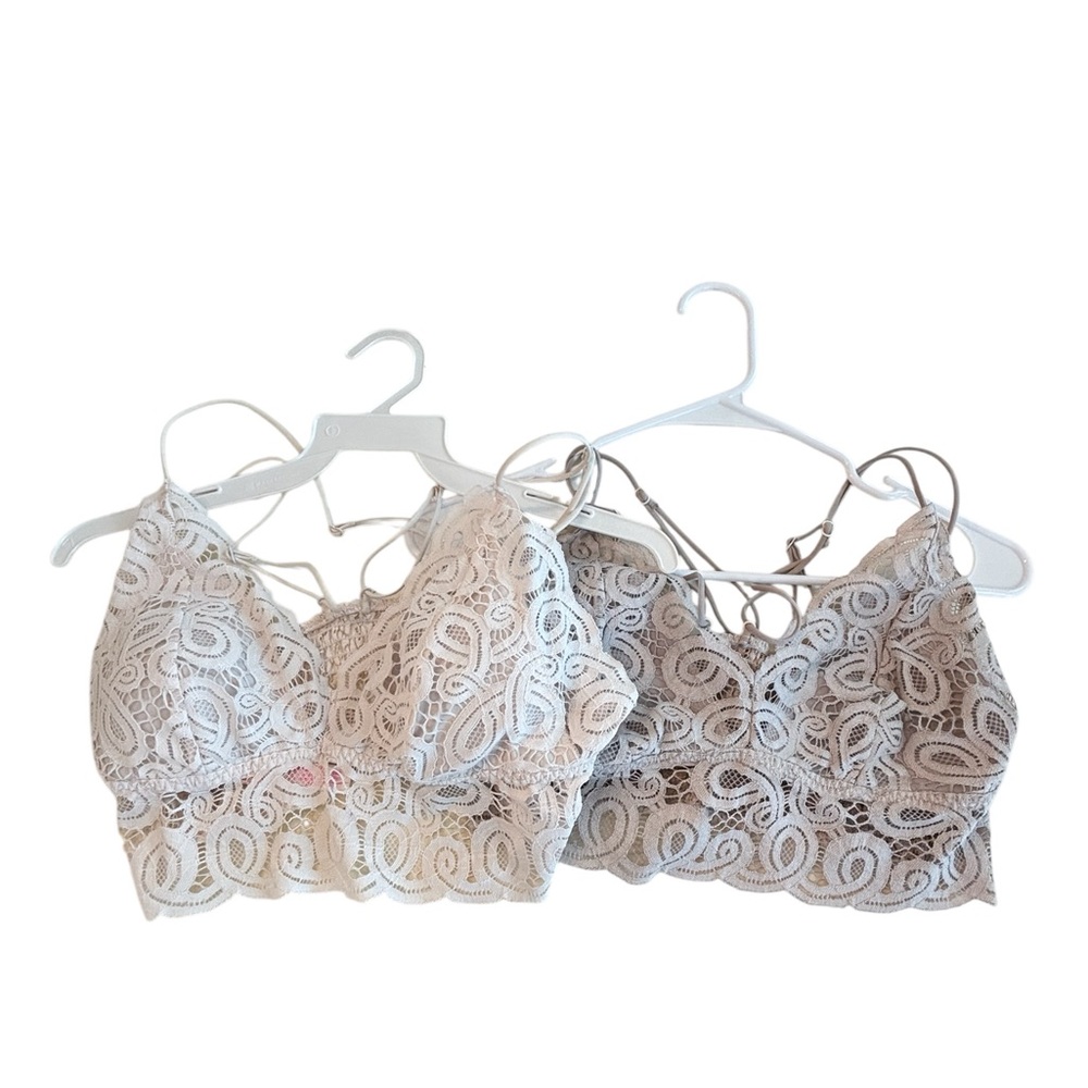 Victoria's Secret PINK Lace Bralettes Women’s Large Longline Bundle Of 2